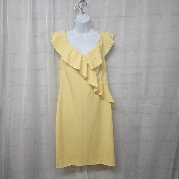 NWT Lauren Ralph Lauren Yellow Ruffle Coquette Dress Classic 12 - Picture 1 of 10